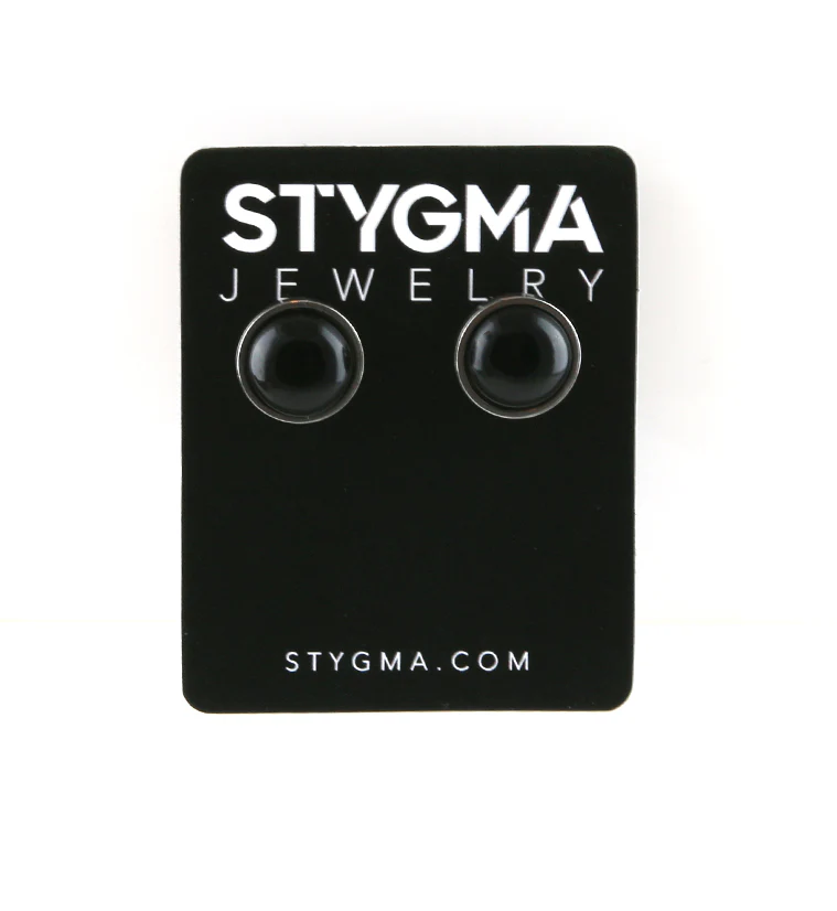 Black Onyx Stone Stud Earrings