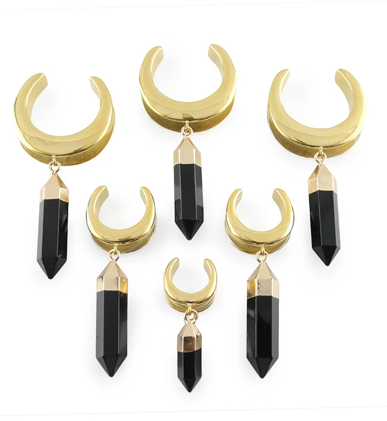 Black Prism Dangle Gold PVD Stainless Steel Saddles - Image 2