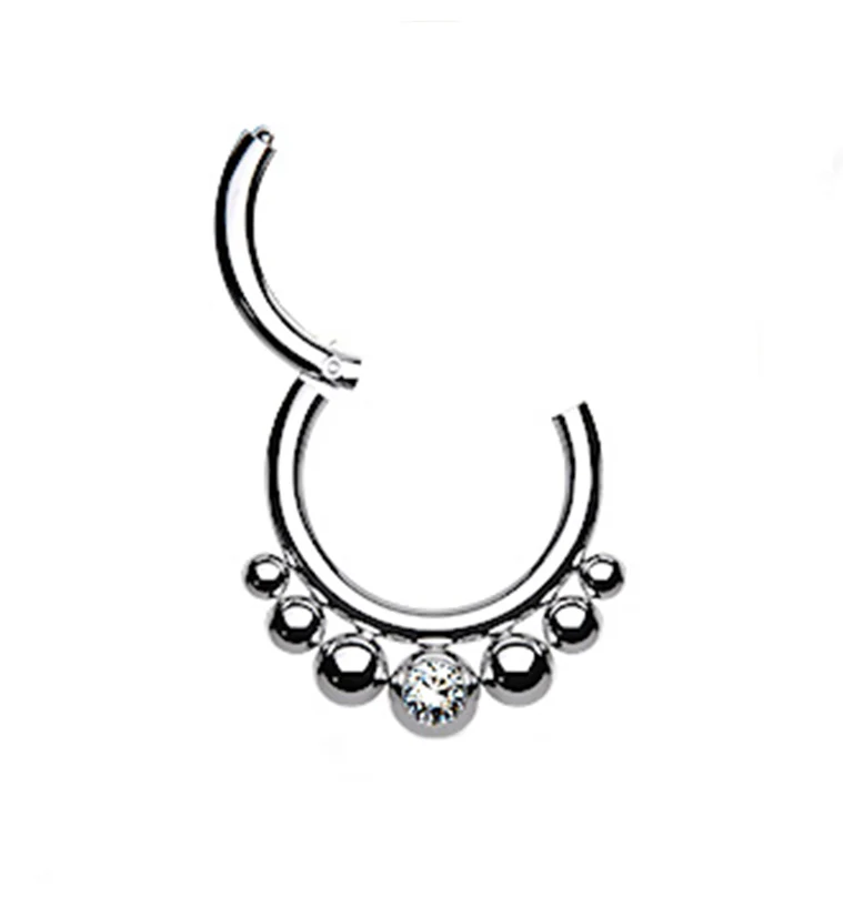 Black PVD Beaded Snippet Hinged Segment Ring - Image 2