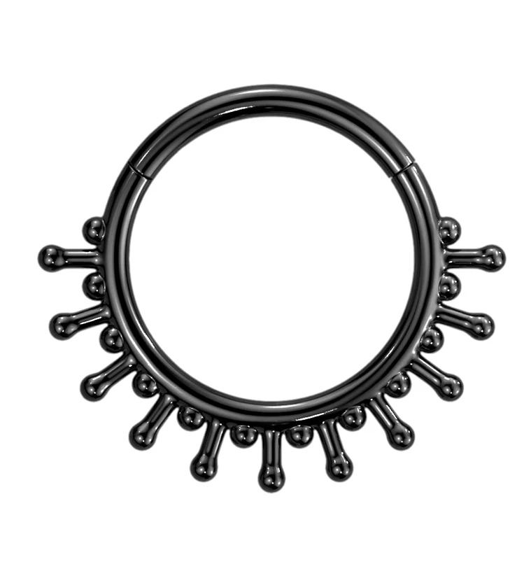 Beaded Sunray Black PVD Hinged Segment Ring