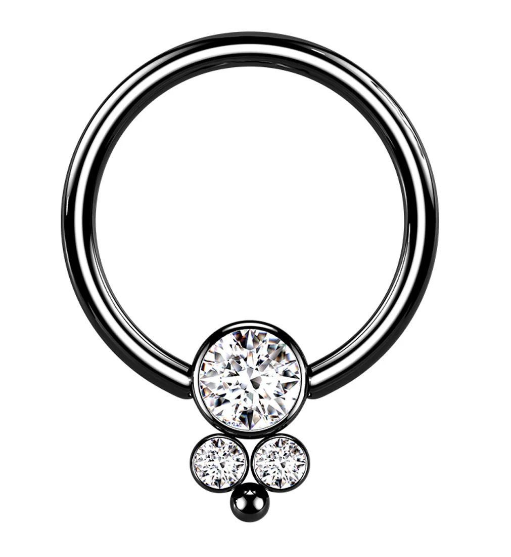 Black PVD Bevy CZ Captive Ring