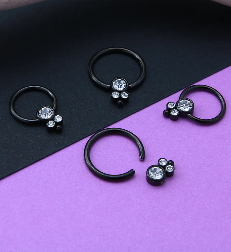 Black PVD Bevy CZ Captive Ring - Image 2