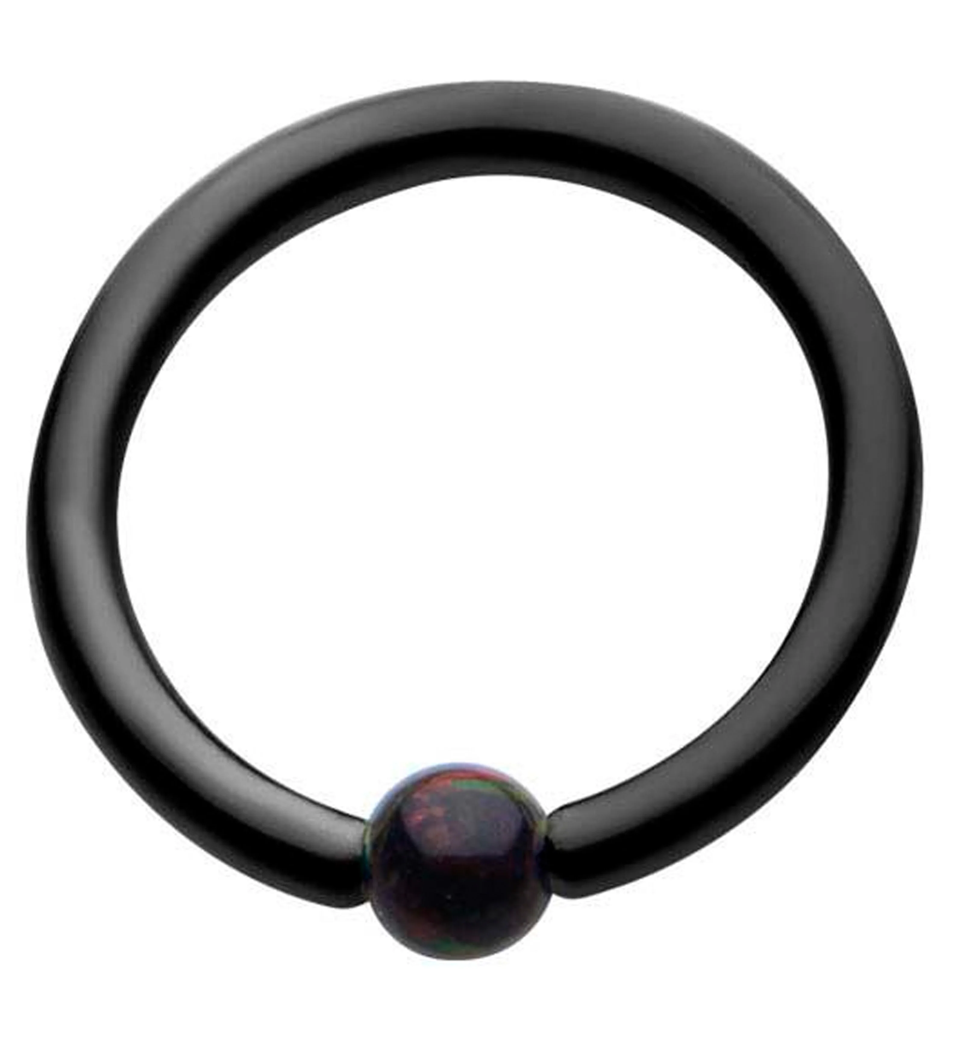 Black PVD Black Opalite Captive Ring