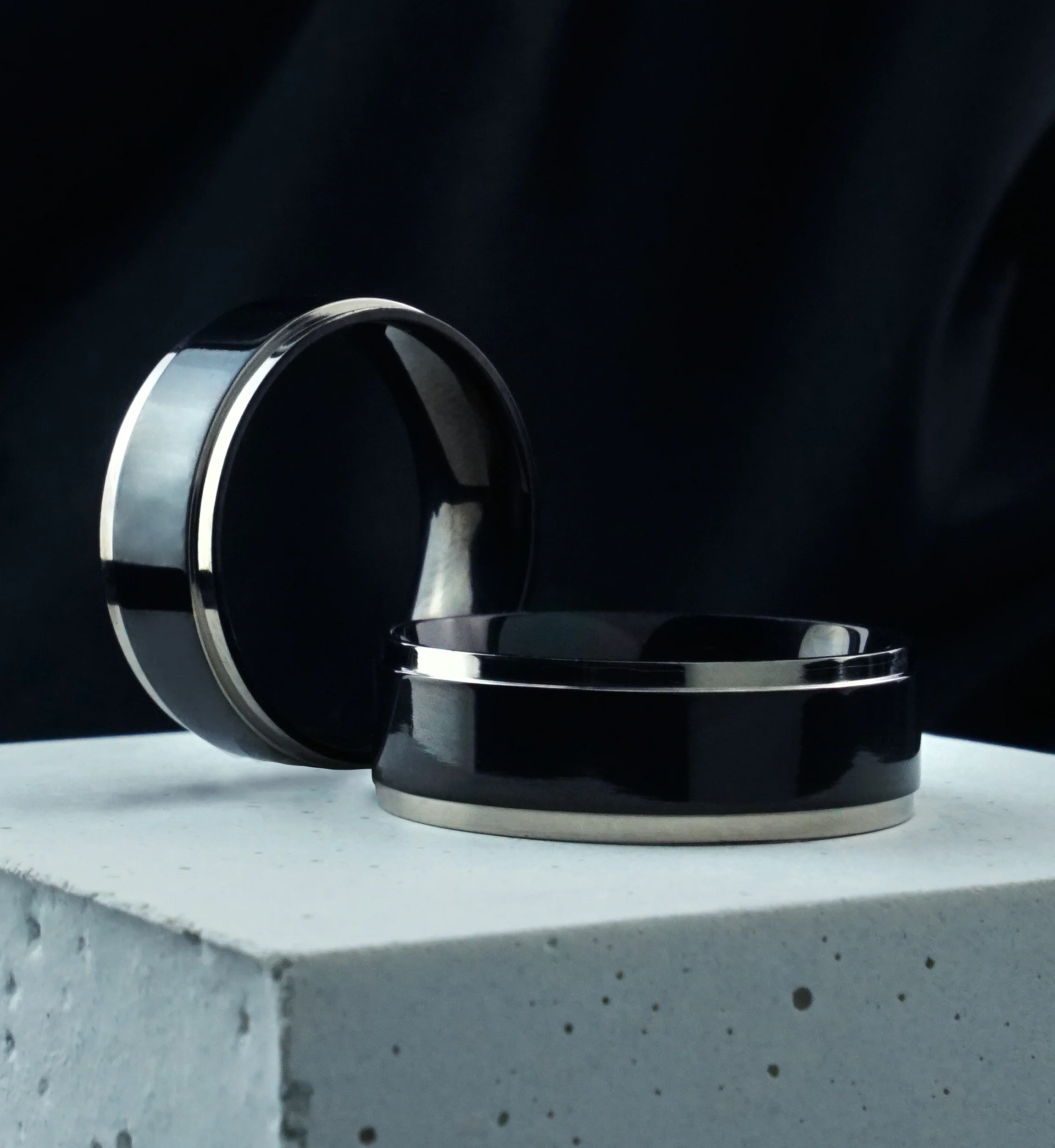Centered Black PVD Titanium Ring