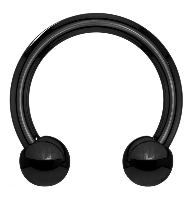 Black PVD Circular Barbell Ring