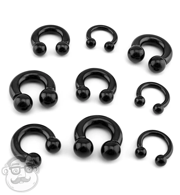 Black PVD Circular Barbell Ring - Image 4