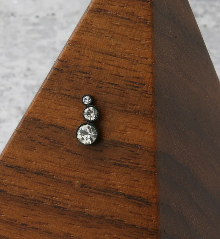 Black PVD Descend CZ Threadless Titanium Top - Image 2