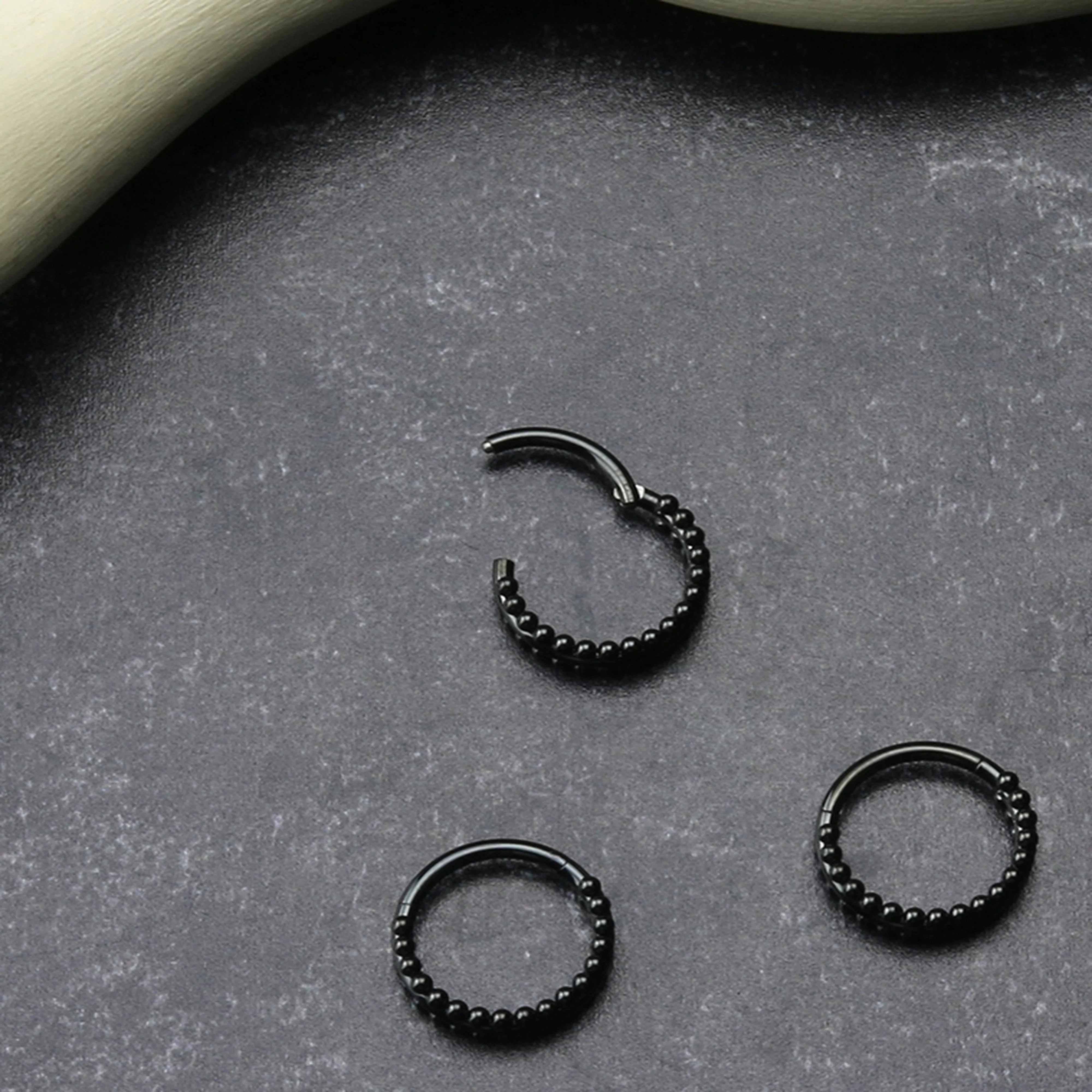 Black PVD Double Sided Bead Hinged Segment Ring - Image 2