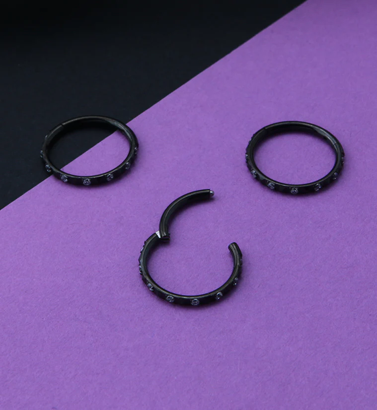 Black PVD Ediface Gem Hinged Segment Ring - Image 2