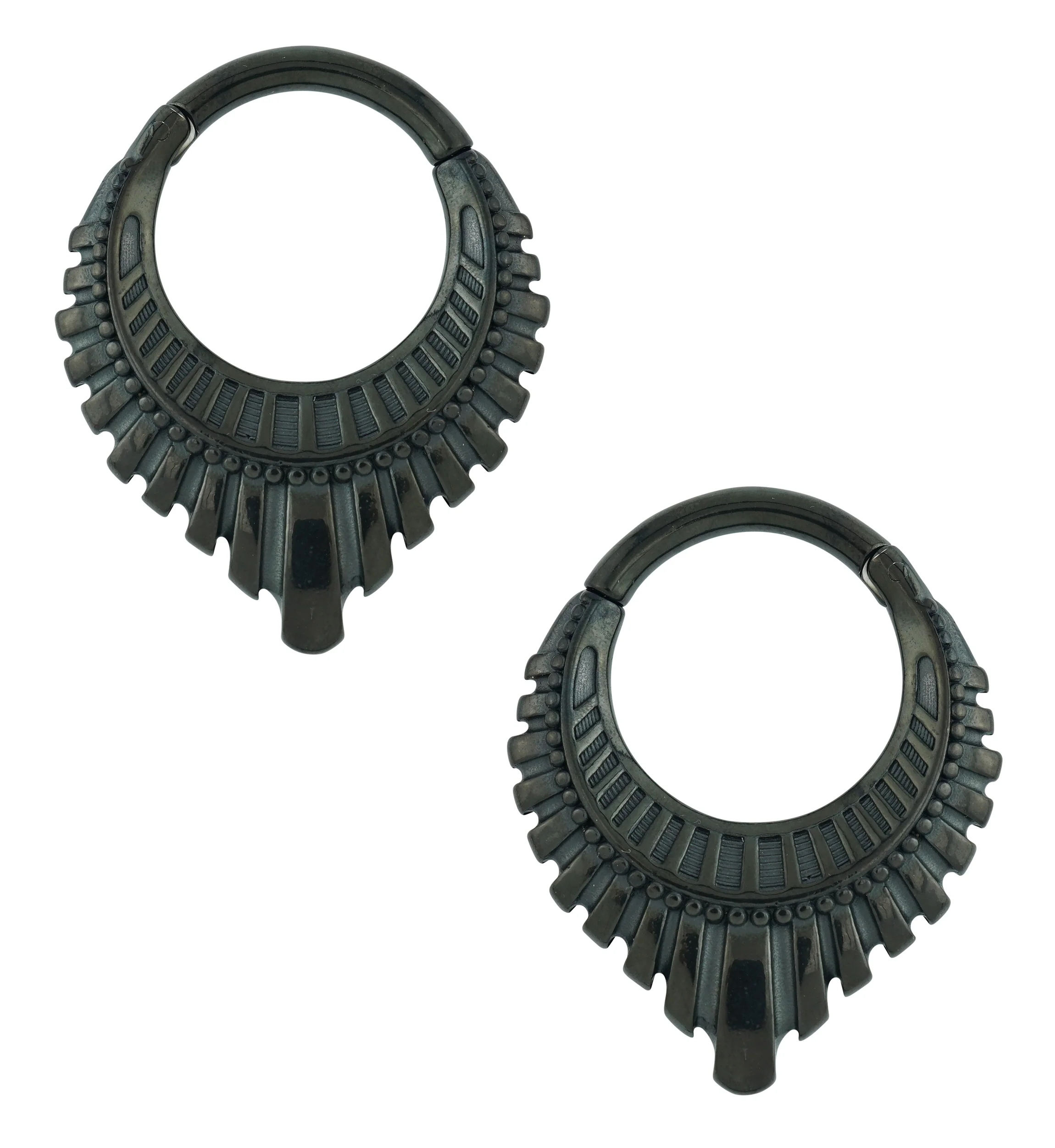 Black PVD Heraldry Stainless Steel Hinged Ear Weights