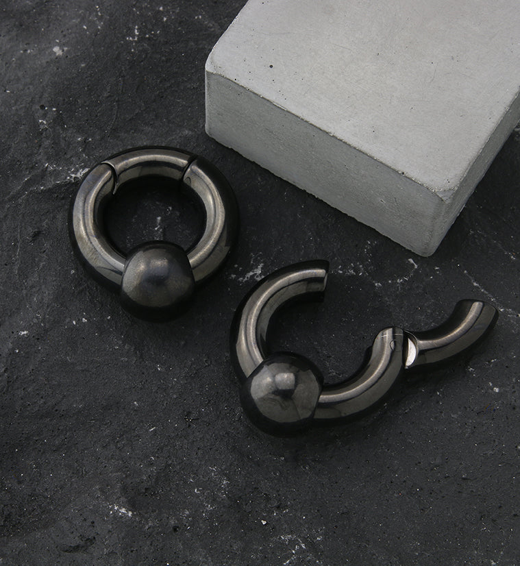 Black PVD Hinged Slide Bead Ear Weights - Image 2