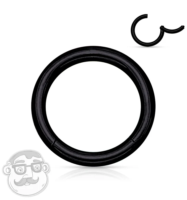 Black PVD Hinged Stainless Steel Segment Hoop Ring - Image 3