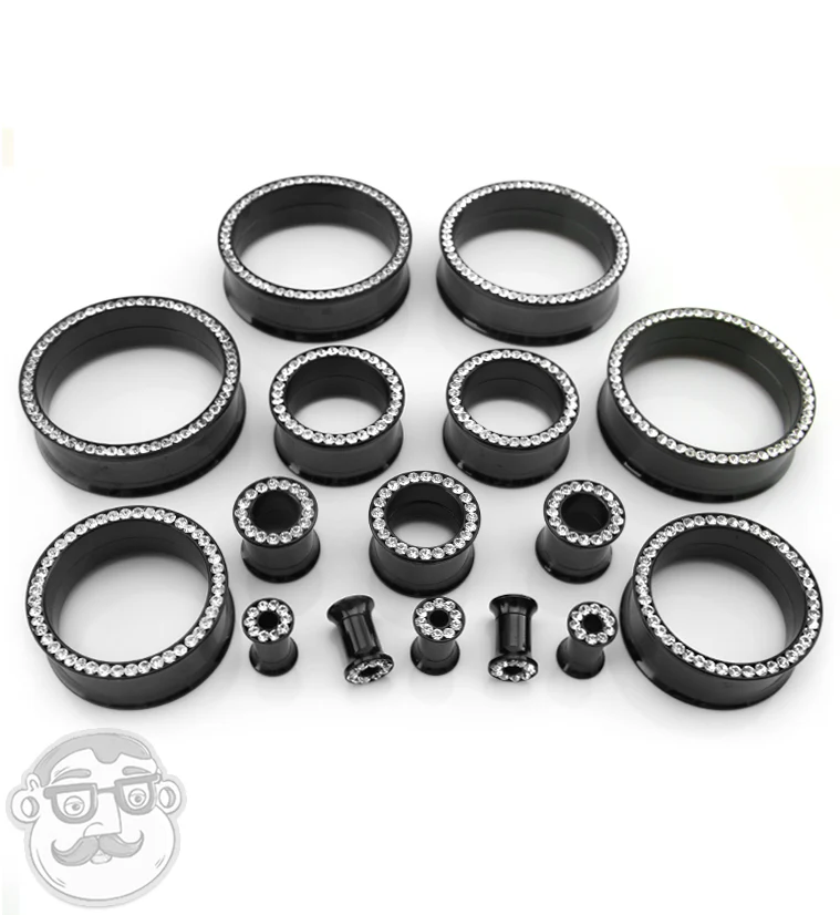 Black PVD Internally Threaded Tunnels with CZ Rim - Image 2
