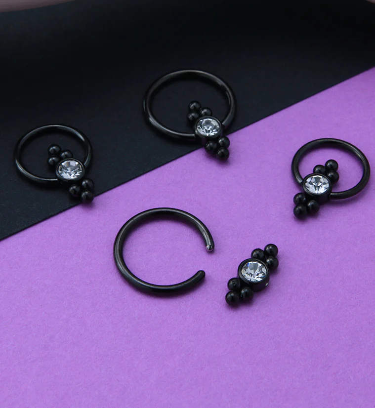 Black PVD Ornate CZ Captive Ring - Image 2