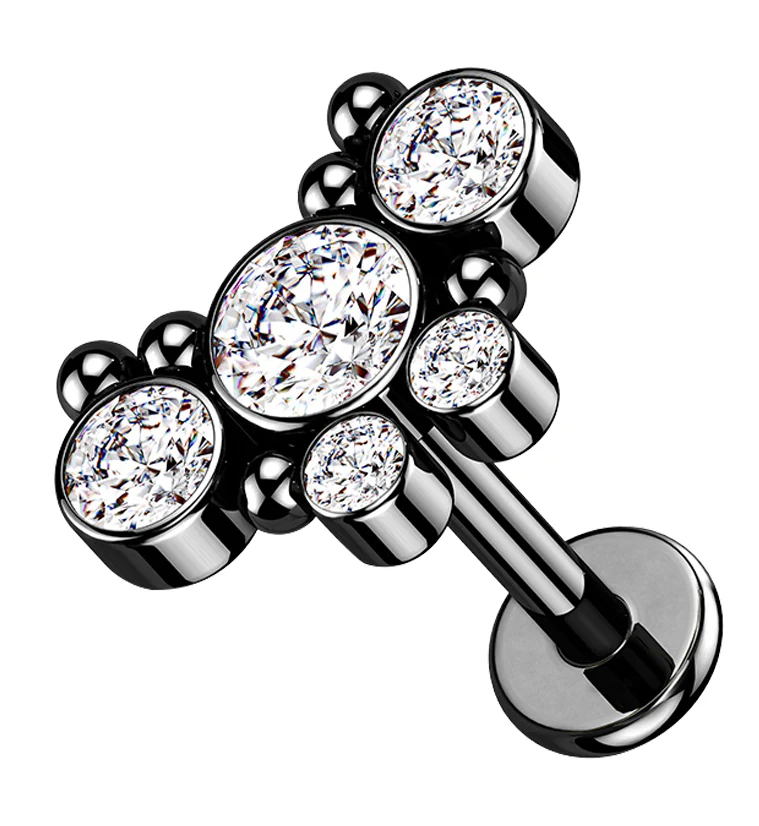 Black PVD Passel Gem Labret Post