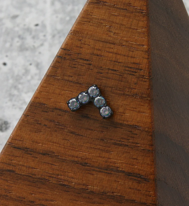 Black PVD Point Black Aurora CZ Threadless Titanium Top - Image 2