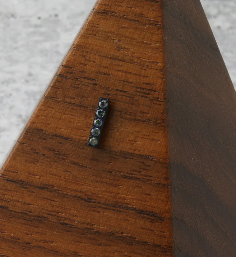 Black PVD Rack Black Aurora CZ Bar Titanium Threadless Top - Image 2