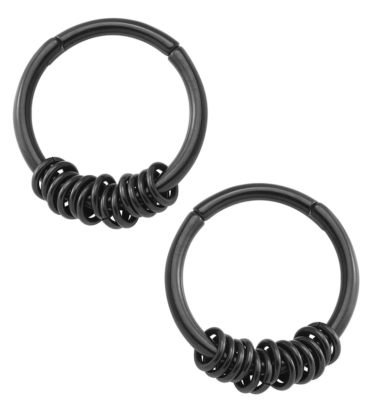 Black PVD Active Rings Hinged Ear Weights