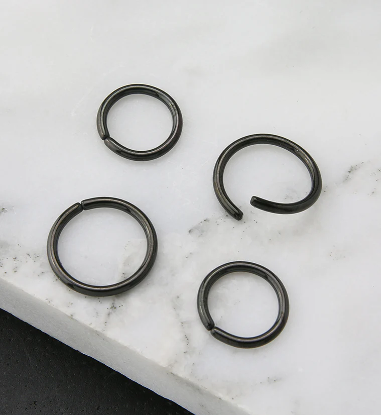 Black PVD Seamless Stainless Steel Hoop Ring - Image 3