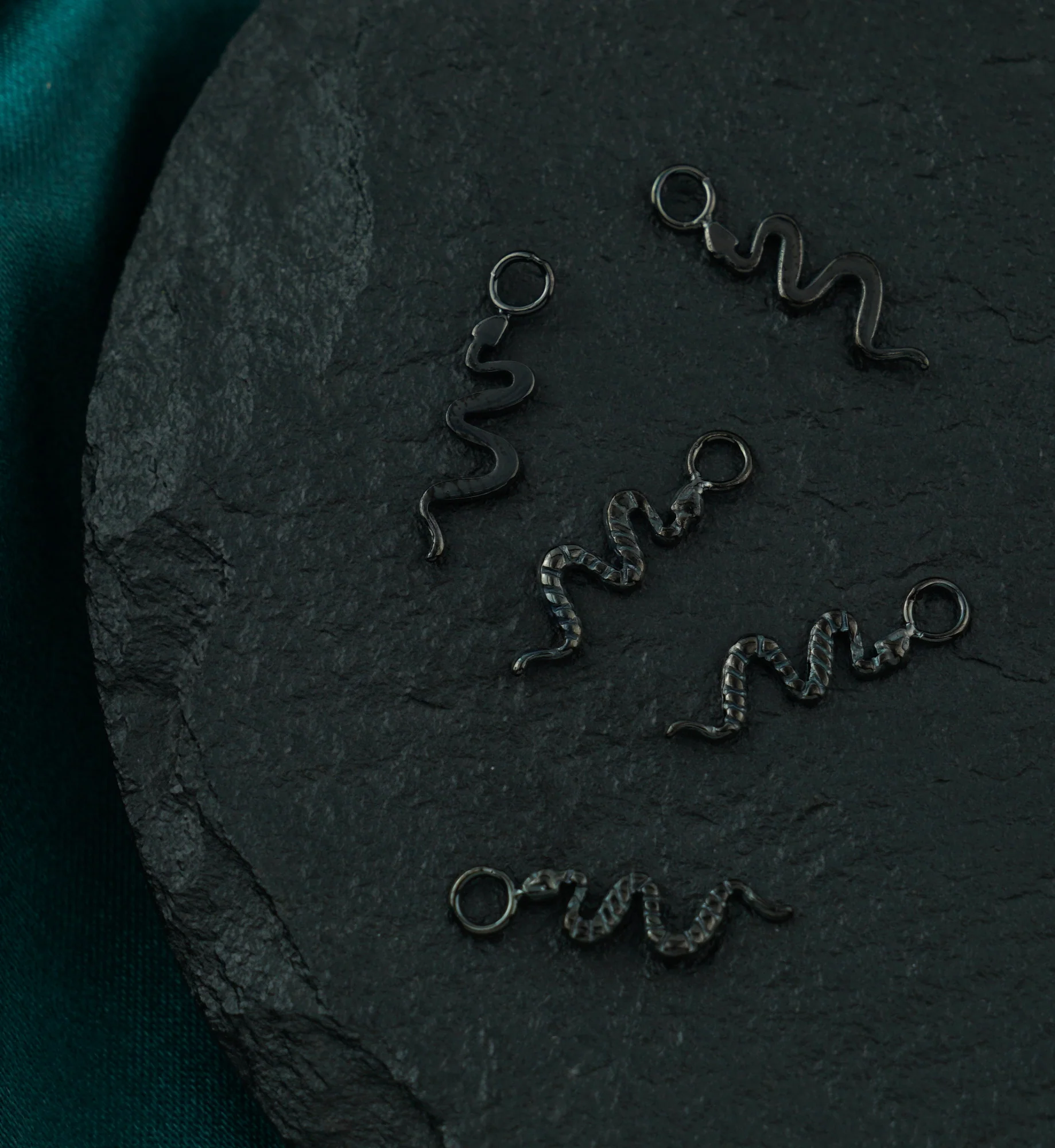 Black PVD Snake Titanium Charm - Image 2
