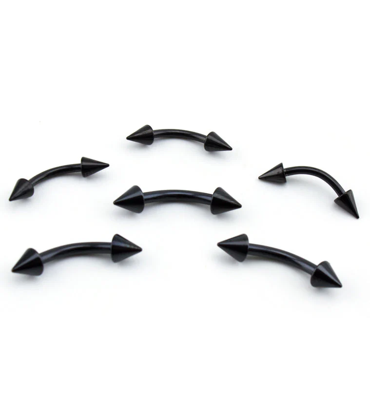 Black PVD Spiked Curved Barbell - Image 3