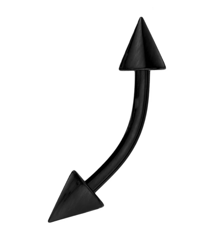 Black PVD Spiked Curved Barbell - Image 5