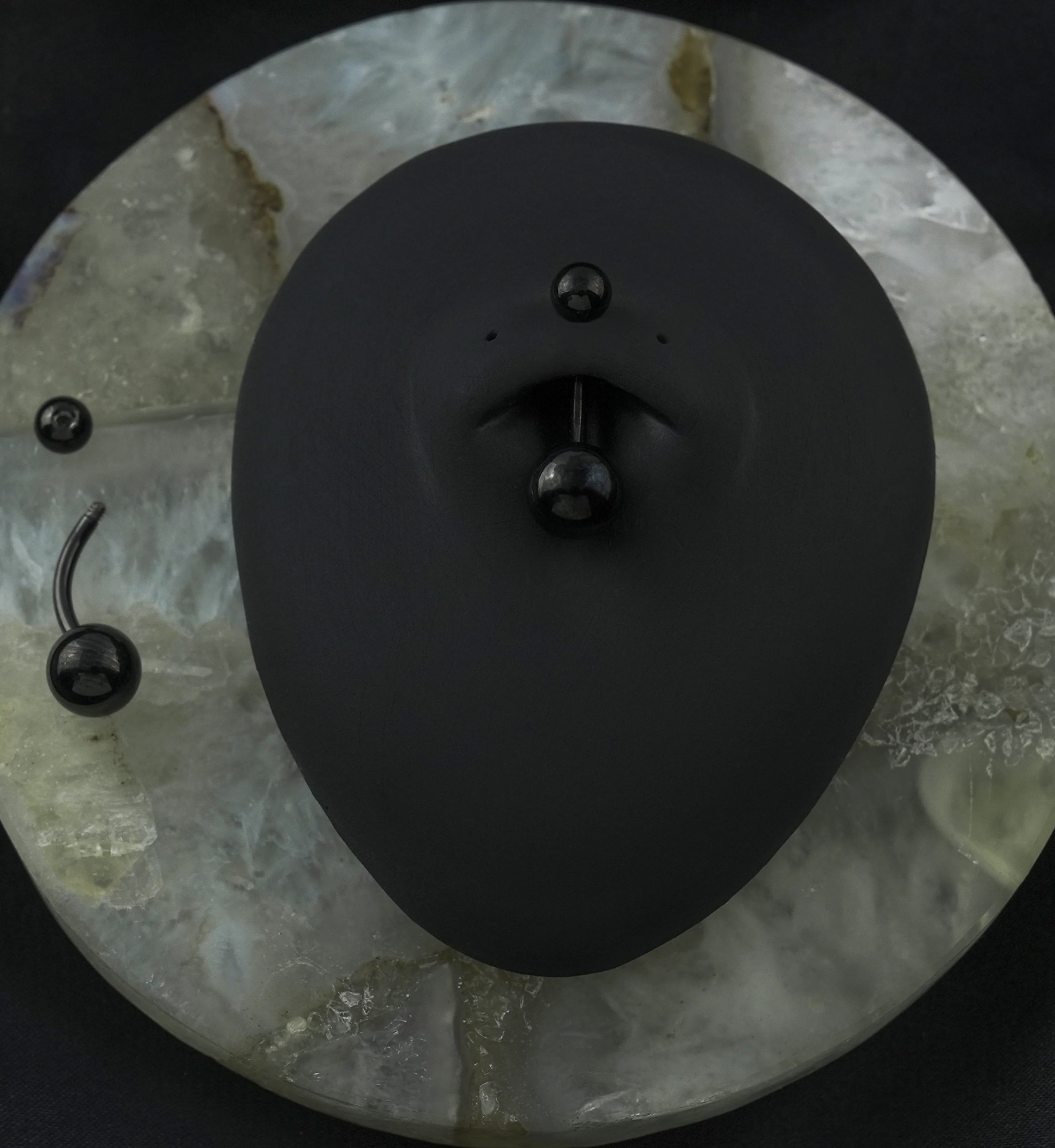 Black PVD Titanium Belly Button Ring - Image 2