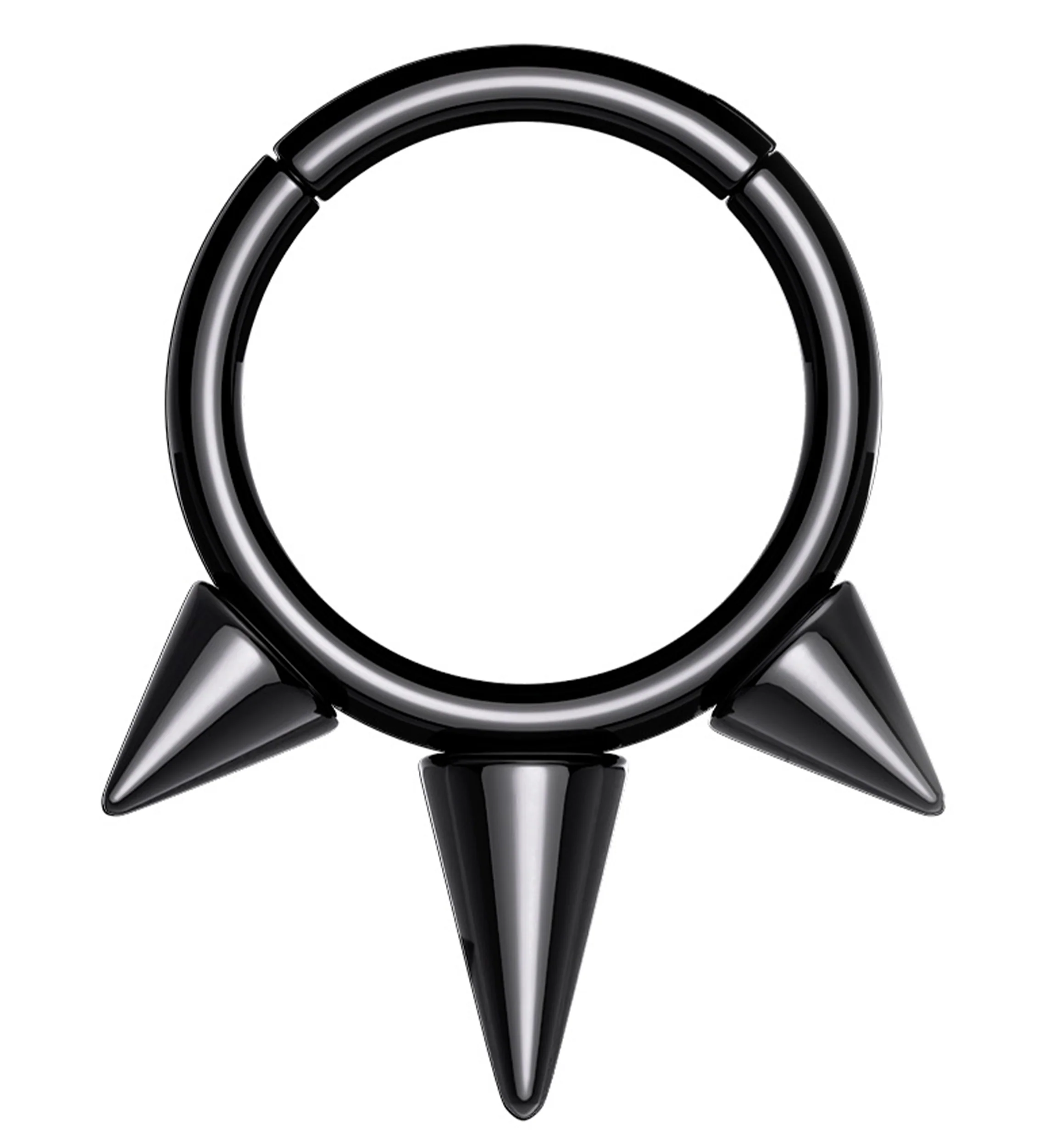 Black PVD Titanium Hinged Spiked Segment Ring