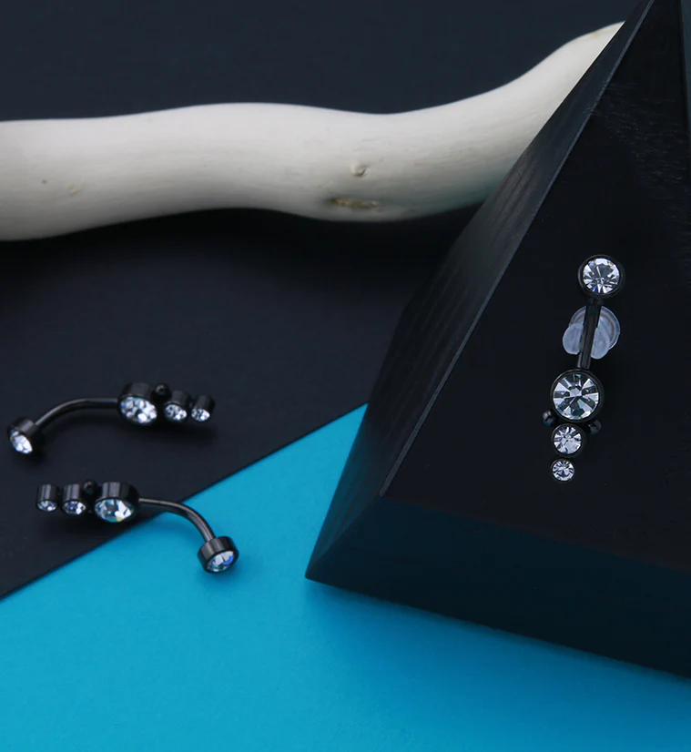 Black PVD Track Belly Button Ring - Image 2