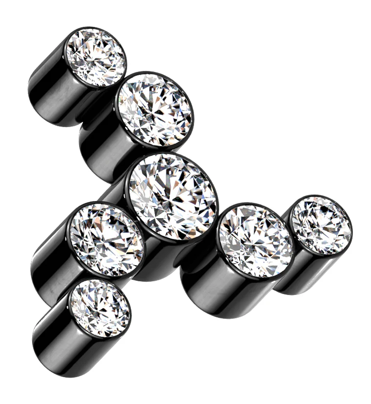 Black PVD Whirl CZ Titanium Internally Threaded Top