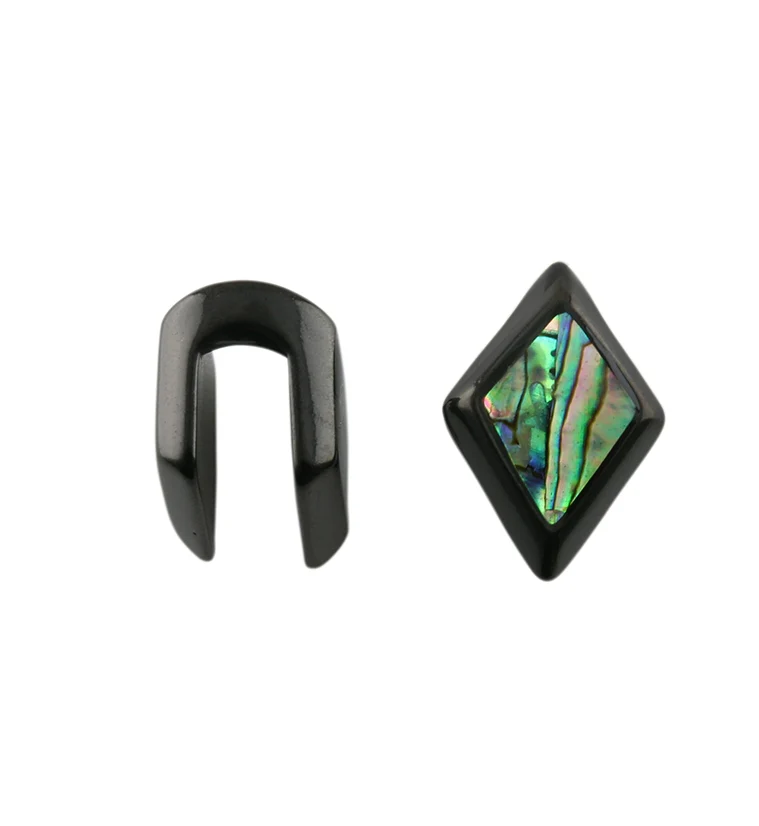 Black PVD Zircon Abalone Shell Ear Weights - Image 2