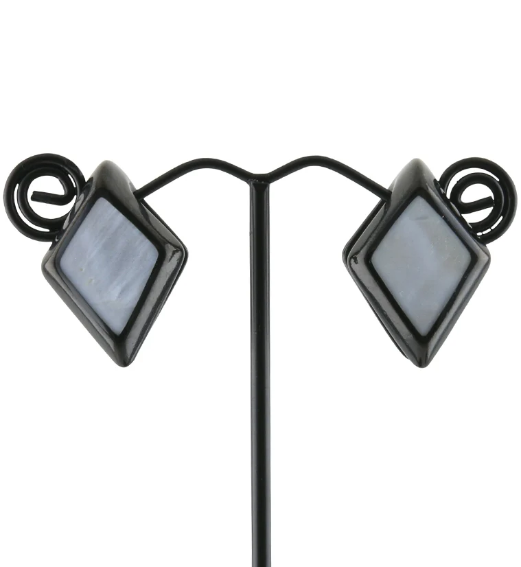 Black PVD Zircon Mother of Pearl Ear Weights