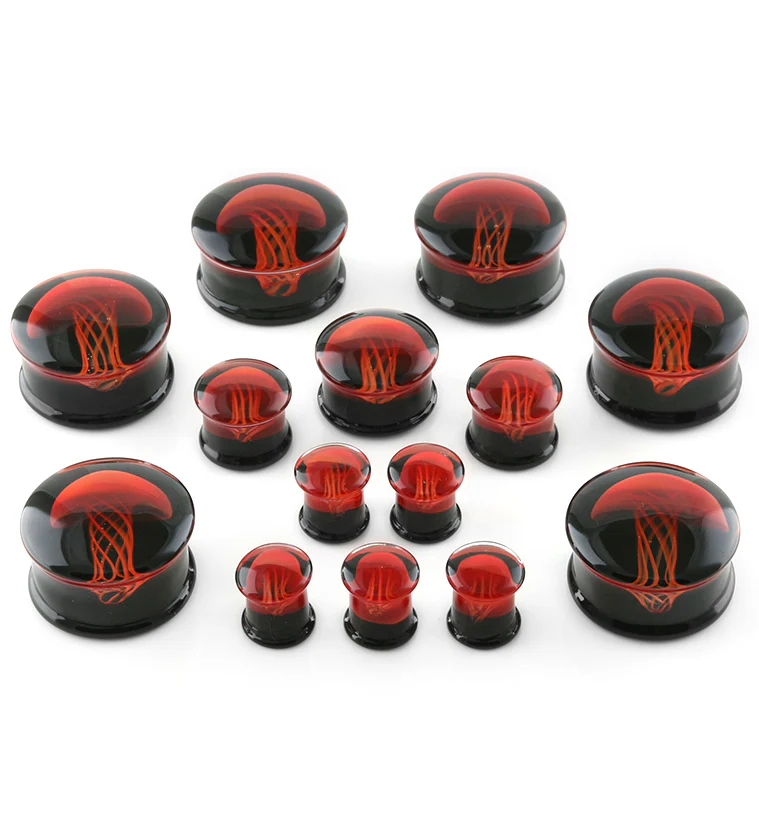 Black & Red Jellyfish Glass Plugs - Image 3
