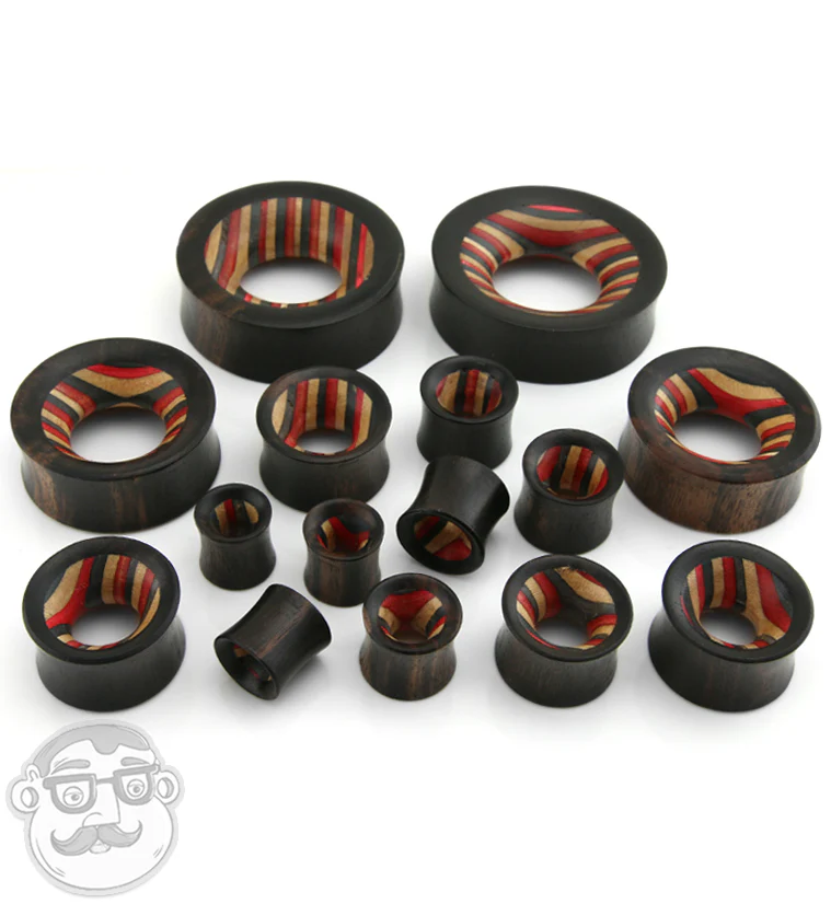 Black & Red Wood Skateboard Concave Tunnel Plugs - Image 2