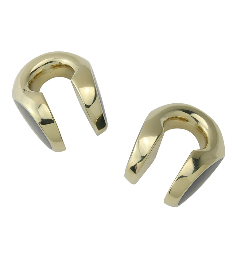 Black Resin Keyhole Brass Ear Weights - Image 3