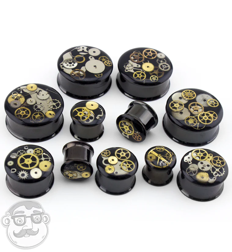 Black Steel Steampunk Plugs - Image 2
