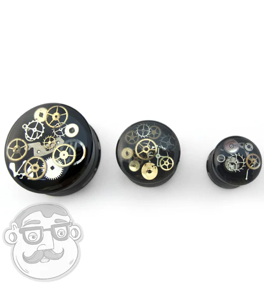 Black Steel Steampunk Plugs - Image 8