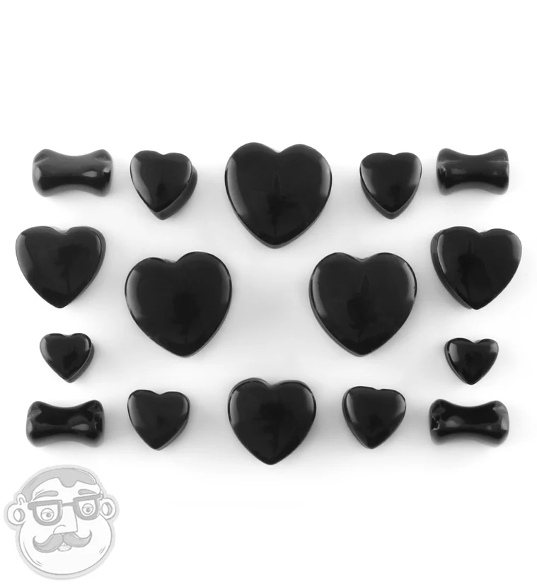 Black Stone Heart Shape Plugs - Image 3