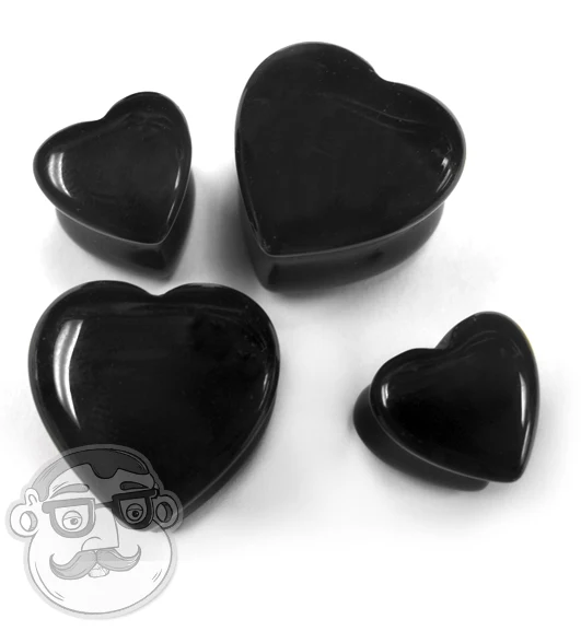 Black Stone Heart Shape Plugs - Image 6