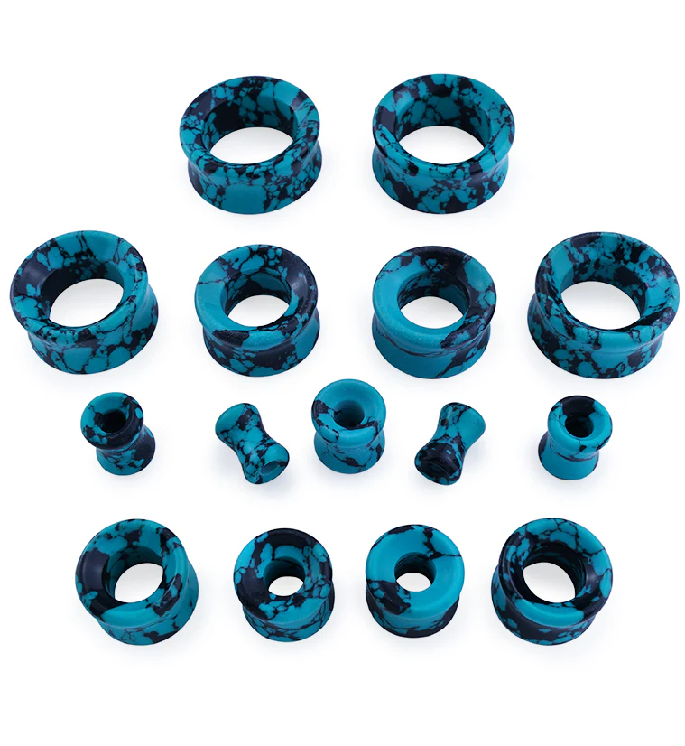 Black & Teal Howlite Stone Tunnels - Image 8