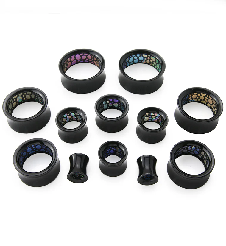 Black Tunnels With Inner Abalone Design