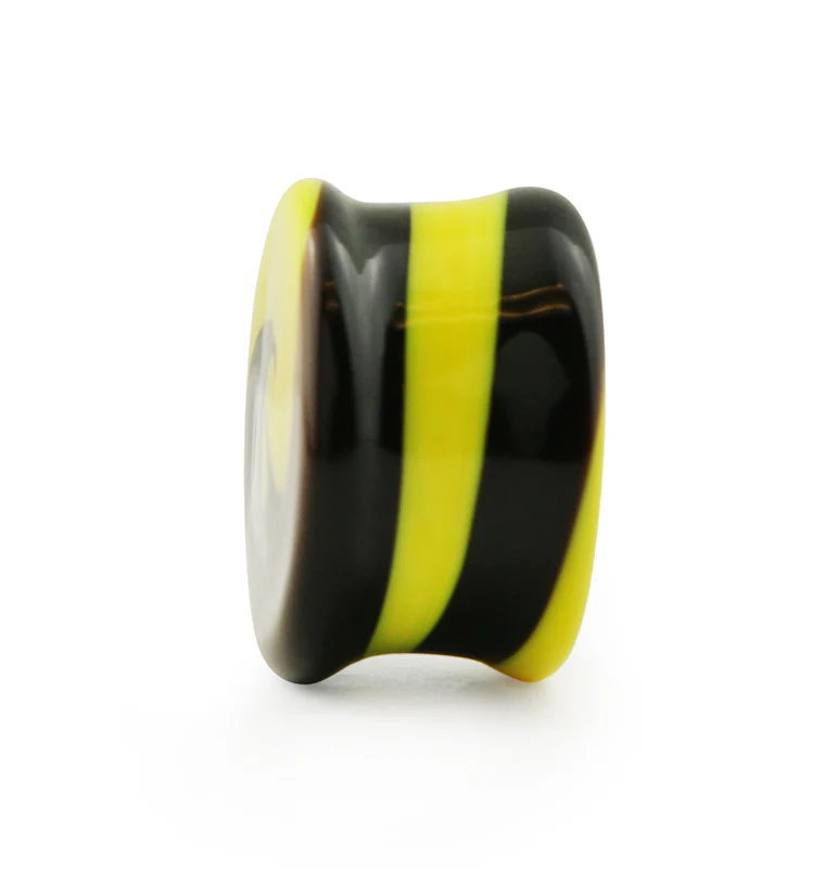 Black & Yellow Swirl Glass Plugs - Image 4