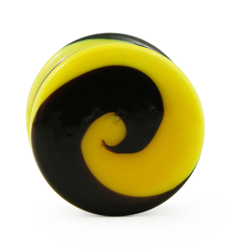 Black & Yellow Swirl Glass Plugs - Image 5