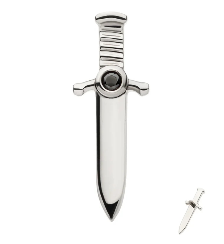 Blade Black CZ Internally Threaded Titanium Top
