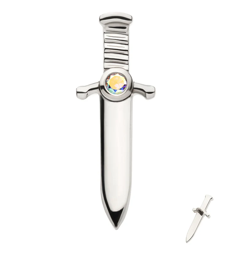 Blade Rainbow Aurora CZ Internally Threaded Titanium Top