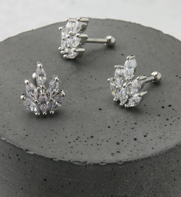 Marquise CZ Cartilage Barbell - Image 2