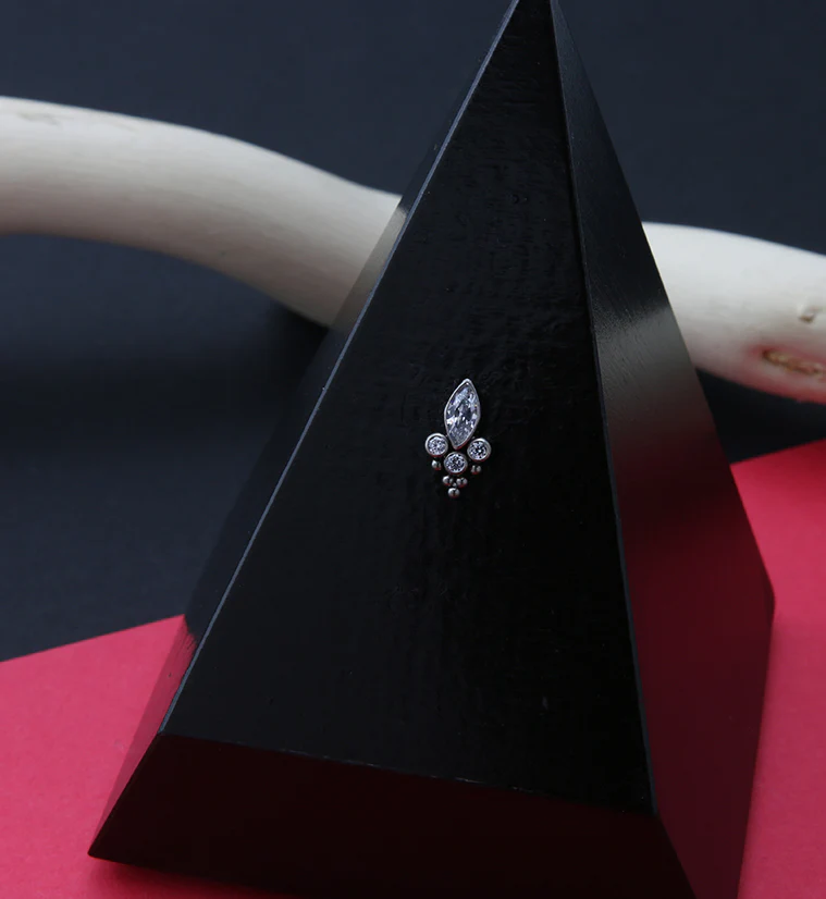 Blooming Marquise CZ Titanium Threadless Top - Image 2