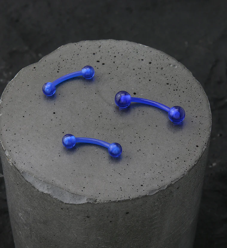Blue Acrylic Curved Barbell - Image 2