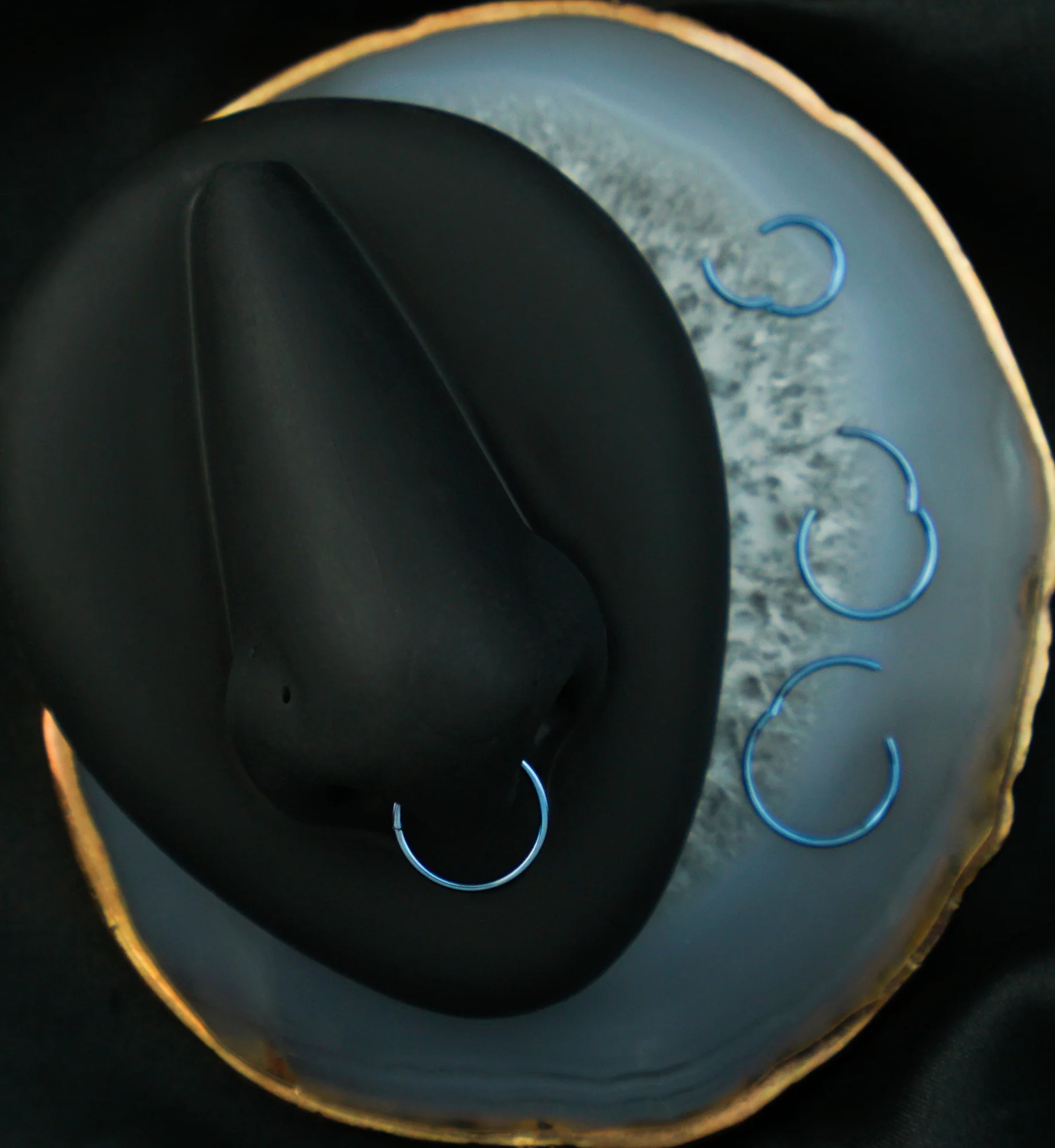 Blue Anodized Titanium Hinged Segment Hoop Ring - Image 3