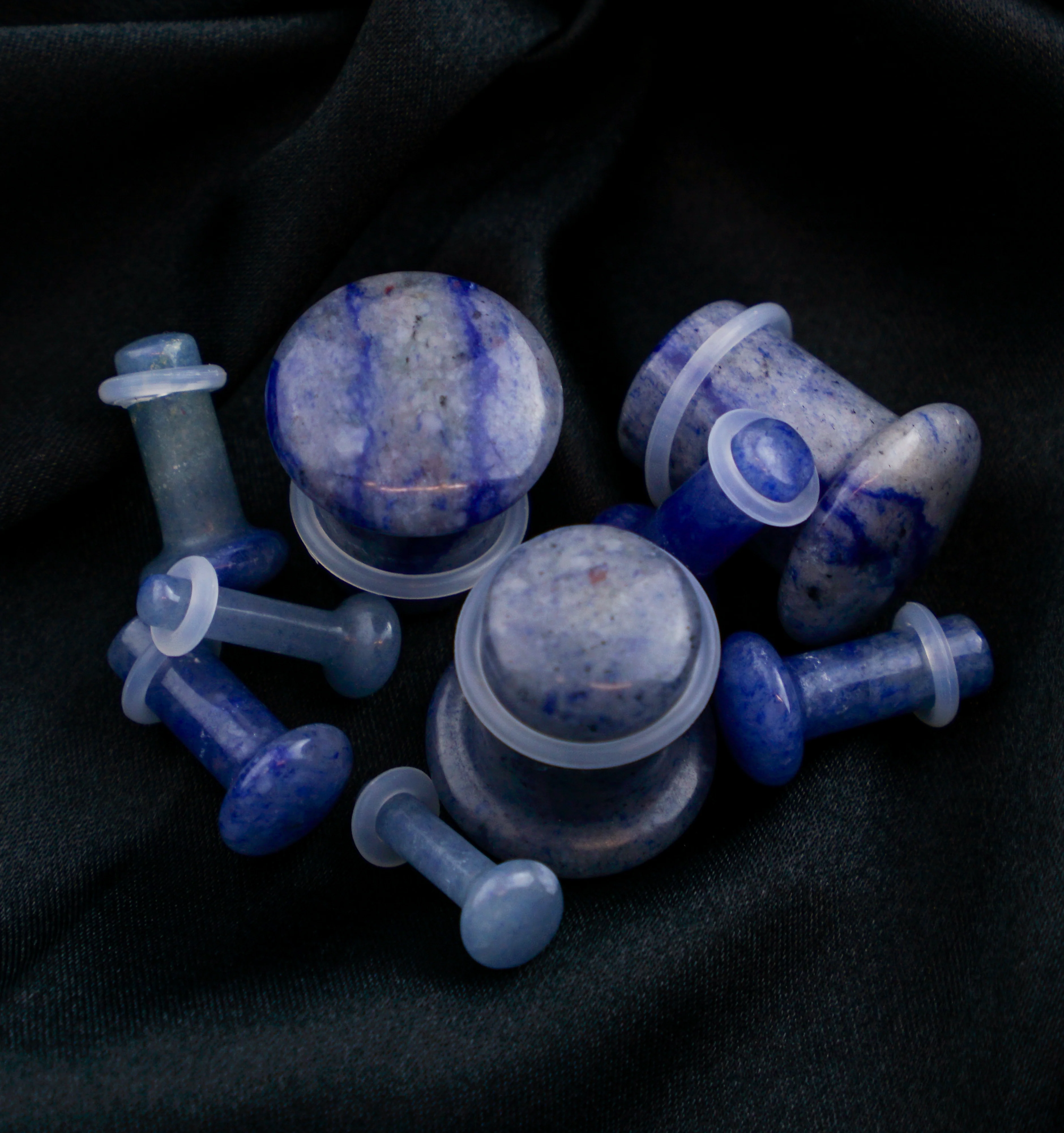 Blue Aventurine Stone Plugs - Single Flare - Image 2